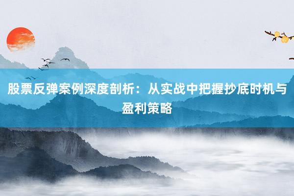 股票反弹案例深度剖析：从实战中把握抄底时机与盈利策略