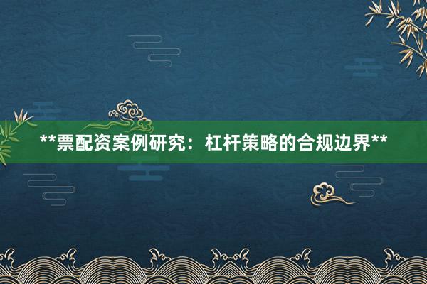 **票配资案例研究：杠杆策略的合规边界**