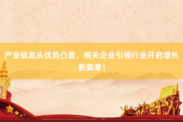 产业链龙头优势凸显，相关企业引领行业开启增长新篇章！