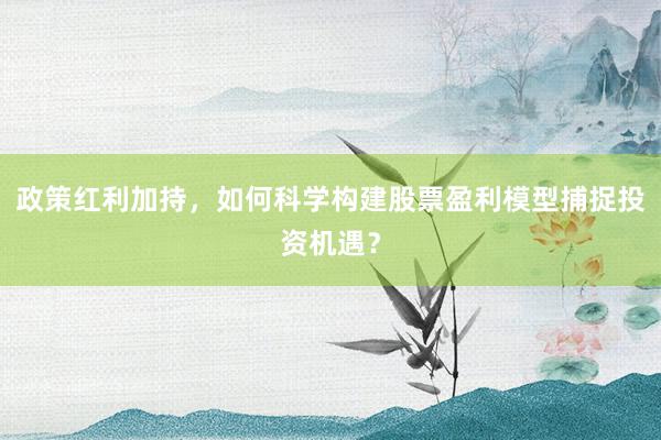 政策红利加持，如何科学构建股票盈利模型捕捉投资机遇？