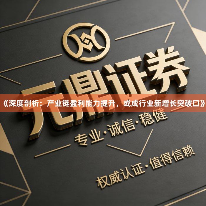 《深度剖析：产业链盈利能力提升，或成行业新增长突破口》