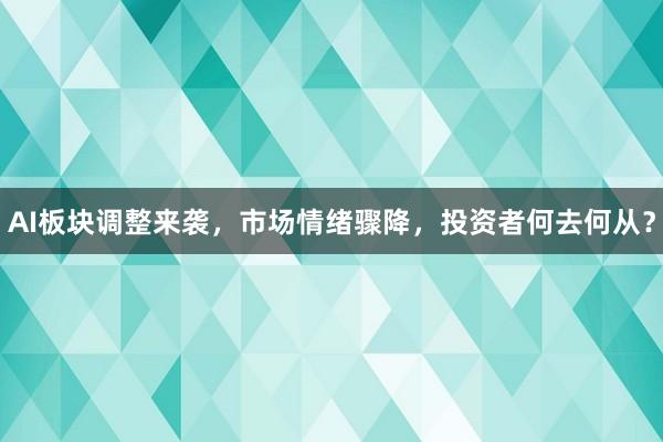 AI板块调整来袭，市场情绪骤降，投资者何去何从？