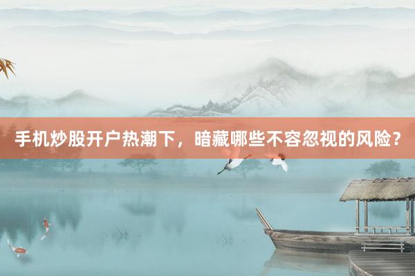 手机炒股开户热潮下，暗藏哪些不容忽视的风险？