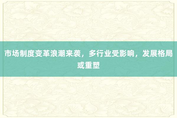 市场制度变革浪潮来袭，多行业受影响，发展格局或重塑