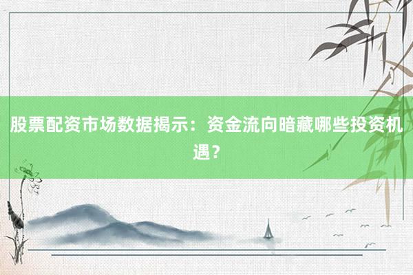 股票配资市场数据揭示:资金流向暗藏哪些投资机遇?